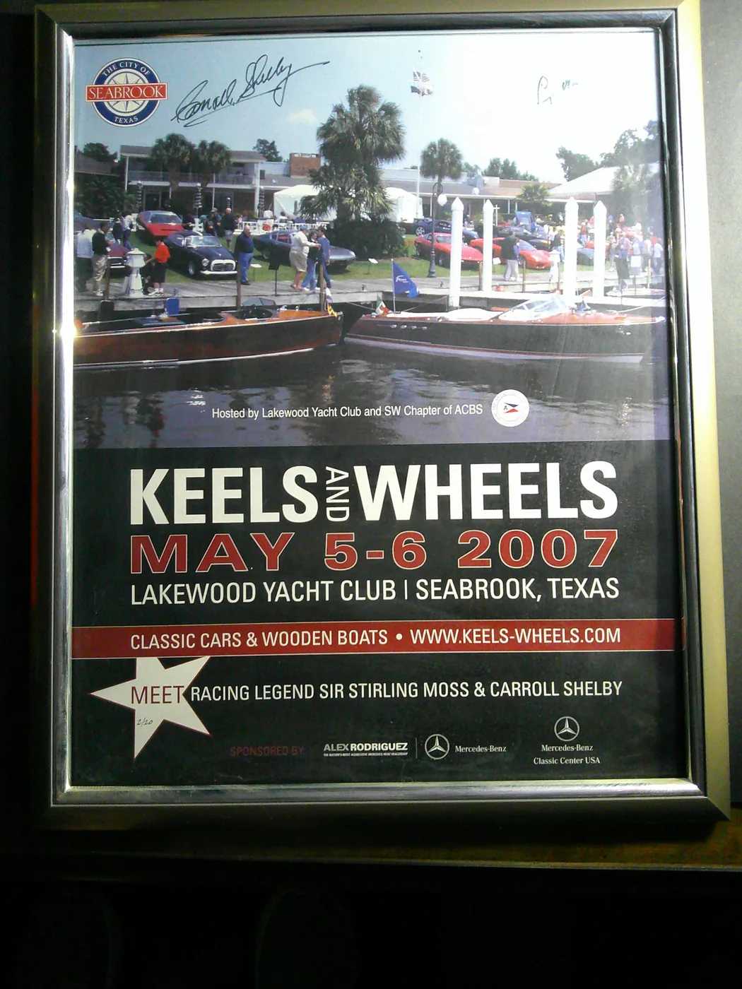 Keels & Wheels 2007 Concours d'Elegance poster signed by Carroll Shelby.